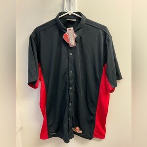 XL Sleeman Black and Red Button-Up Shirt